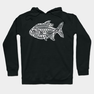 Abstract piranha white outline Hoodie